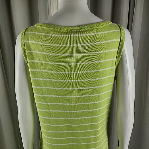 Lauren Ralph Lauren Womens 100% Cotton Green White Striped Midi Dress Size M - Picture 4 of 10